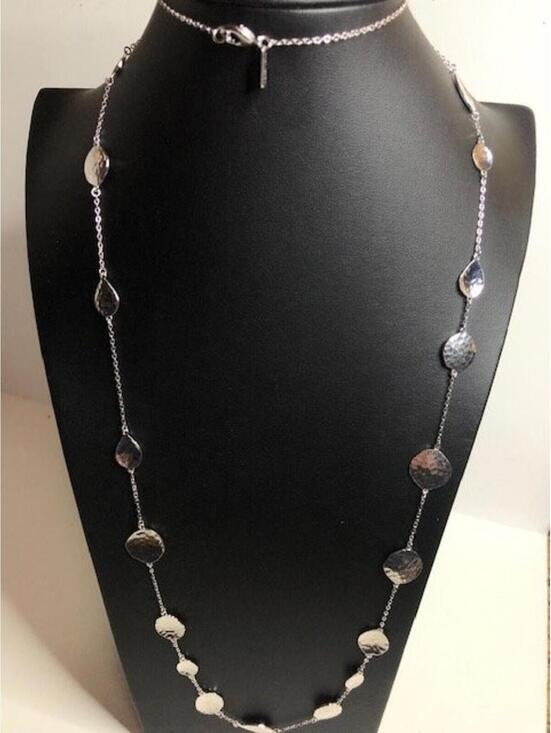 Melinda Maria Jewelry - 9618 MELINDA MARIA Necklace 38" Hammered Silver tone Disc station Chain long